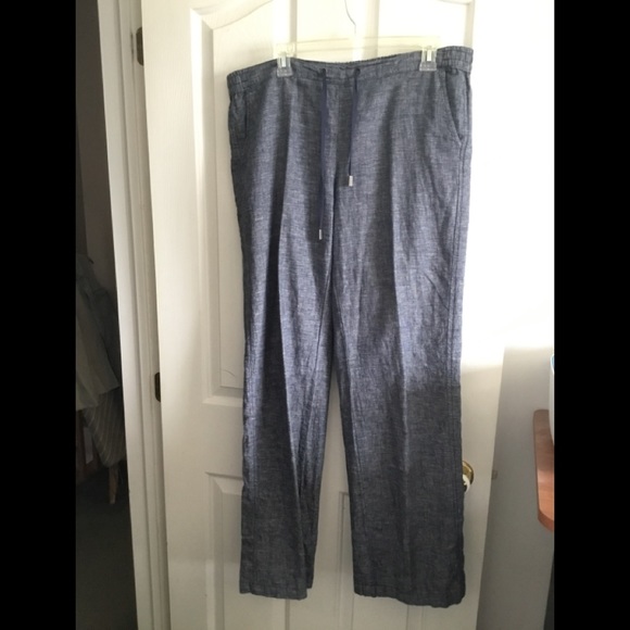 Wide leg linen with drawstring waist - Picture 1 of 6